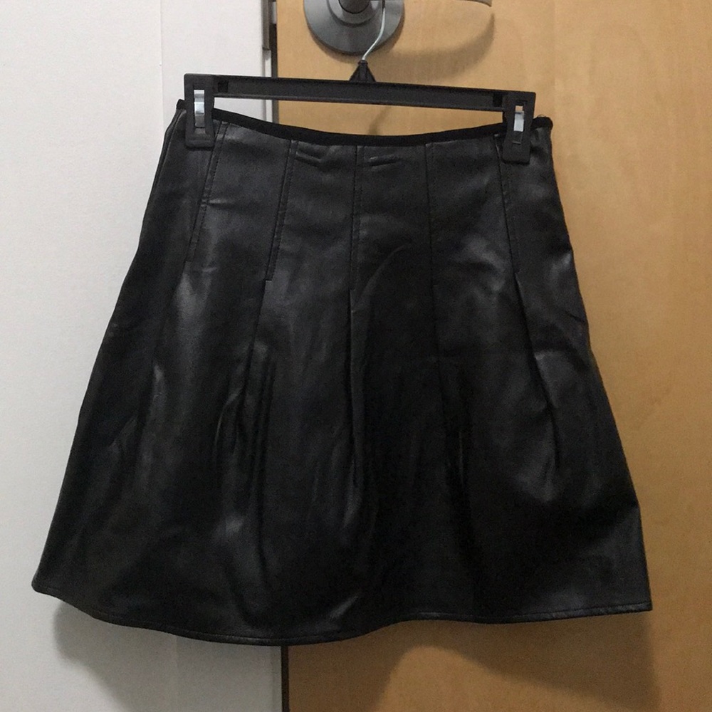 Black Leather Skater Skirt
